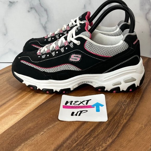 SKECHERS Shoes - Skechers Womens D'lites Life Saver Black Chunky Sole Memory Foam Sneaker Shoes 6